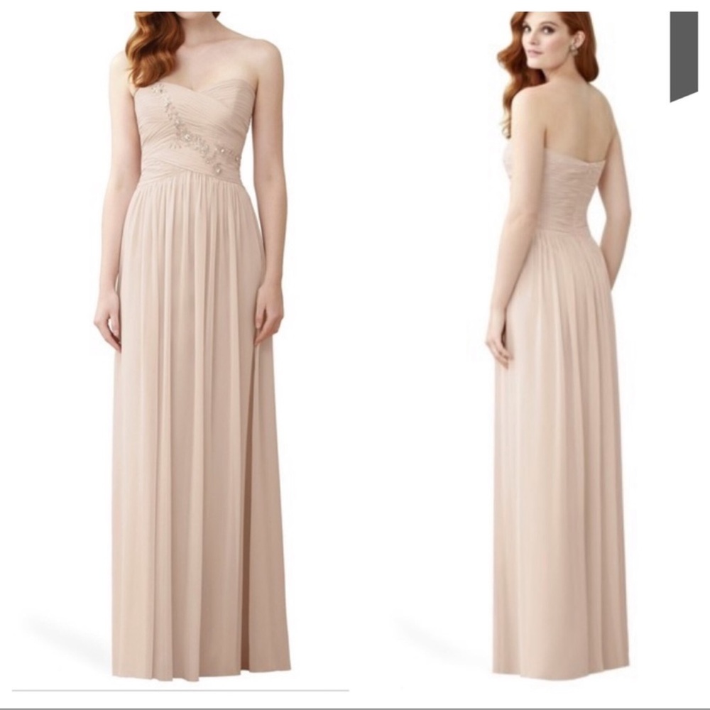 Dessy Collection Embellished Strapless Chiffon Gown Sz 4  2961